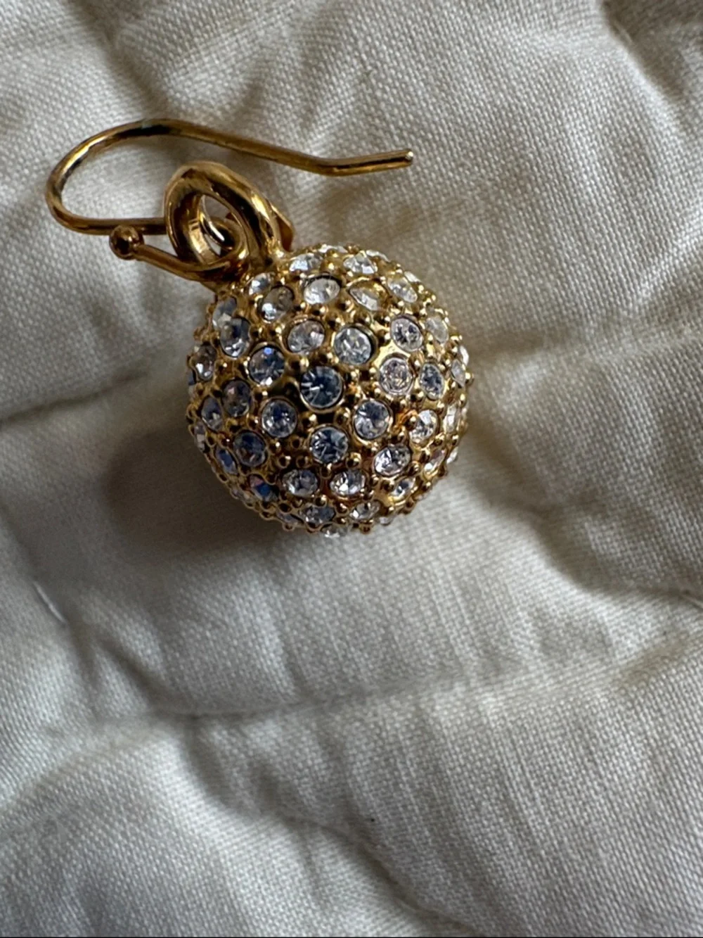New Listing Coach Gold Crystal Pavé Sphere Drop Earrings - Picture 3 of 3